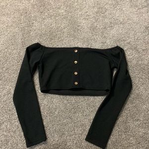 Black long sleeve off shoulder croptop